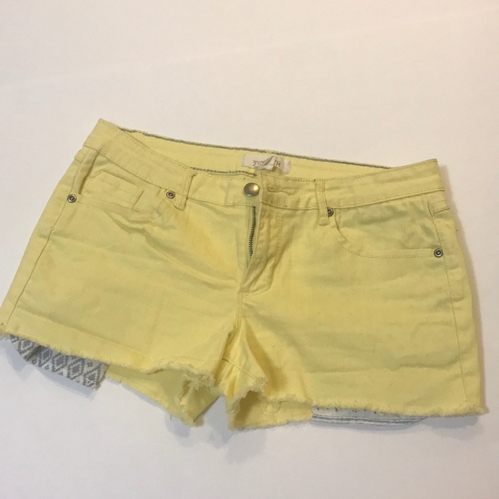 2.1 Denim Yellow Cut-Off Jean Shorts